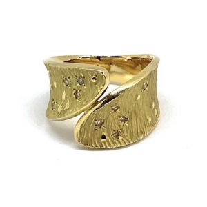 K18 メレダイヤ デザインリング 18金 750