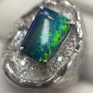 Pt850 ブラックオパール  メレダイヤリング プラチナ850