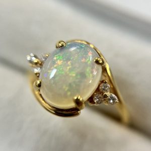 K18　18金　メレダイヤ　オパール　リング　指輪