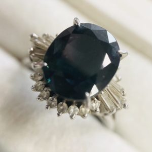 Pt900 リング サファイア メレダイヤ ジュエリー