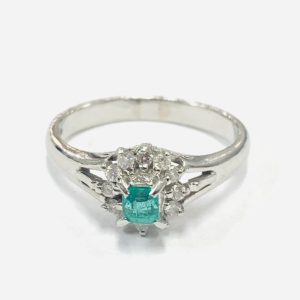 Pt850 (プラチナ850) リング エメラルド メレダイヤ