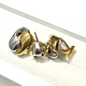 K18 Pt900 コンビ イヤリング