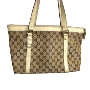 GUCCI GGキャンバス×レザー トートバッグ