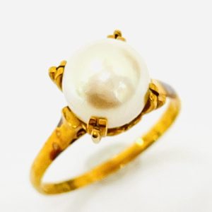 K18 パール6ct付きリング