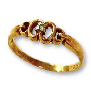 K18 Pt900 メレダイヤ コンビ リング