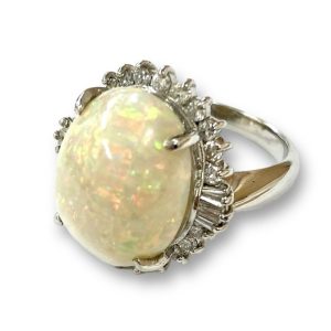 Pt900 オパール メレダイヤ リング