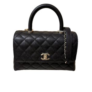 CHANEL シャネル トップハンドル チェーンショルダーバッグ  A92990 キャビアスキン 黒