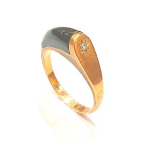 K18 オニキス メレダイヤ付き リング