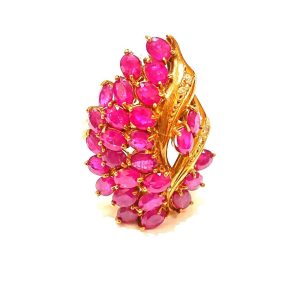 K18 ルビー メレダイヤ付き デザインリング