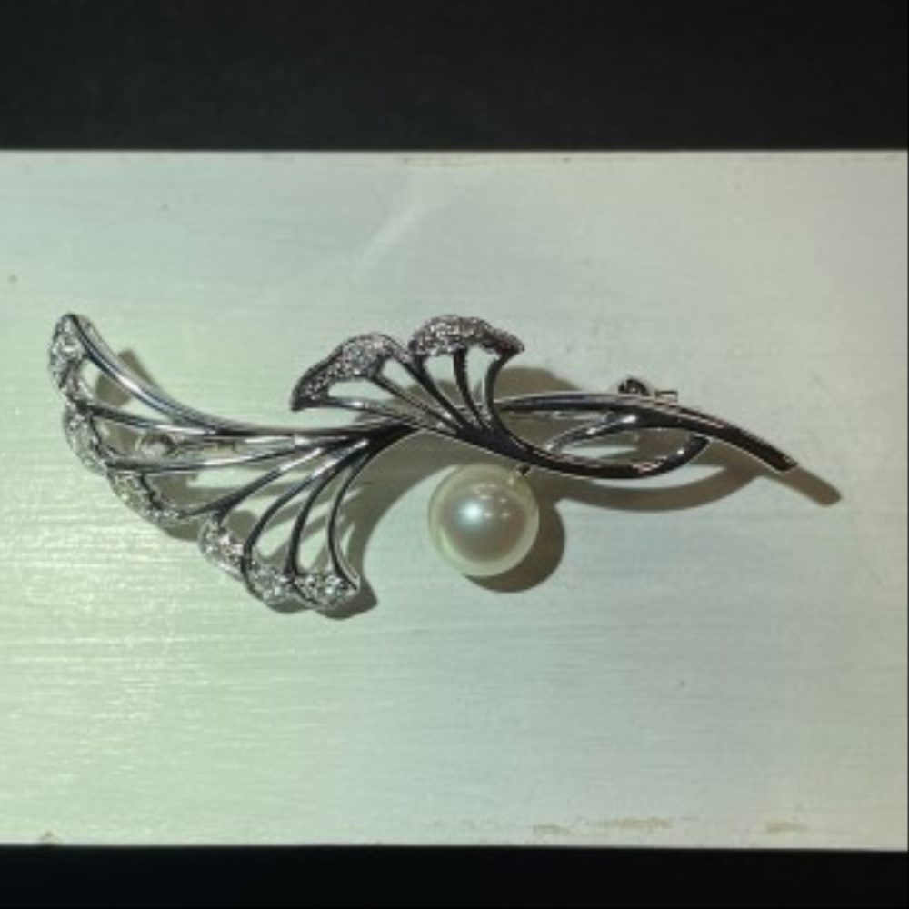 Pt900【プラチナ900】ミキモトパール ブローチ アコヤ パール 真珠 の  
