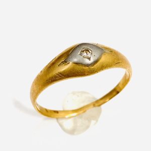 K18ベースPt900 ダイヤモンド付きリング