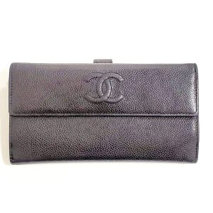 CHANEL シャネル キャビアスキン 二つ折り長財布