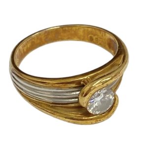 K18 Pt900 コンビ ダイヤモンド リング