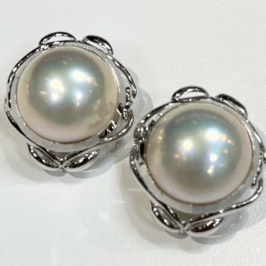 Pt850 パール付きイヤリング