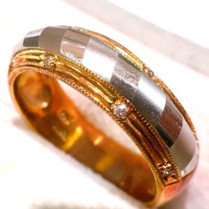 K18Pt900(18金プラチナ900) コンビメレダイヤリング