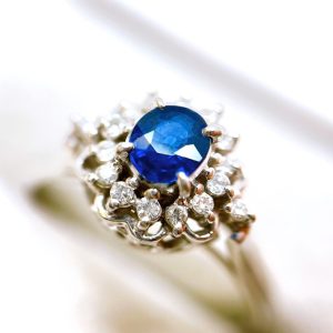 Pt900 サファイア メレダイヤ リング