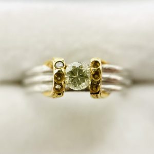 K18/Pt900 メレダイヤモンド0.30ct付き コンビリング