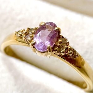 K18(18金) アメジスト メレダイヤリング