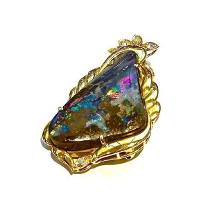 K18 ブラックオパール ブローチ　