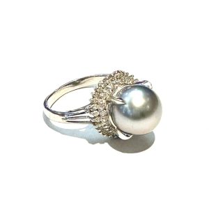 Pt900 パール メレダイヤ リング