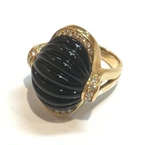 K18 オニキス メレダイヤ リング