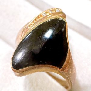 K18(18金) オニキス メレダイヤリング