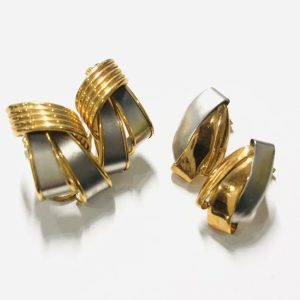 K18/Pt850(金・プラチナコンビ) イヤリング2組