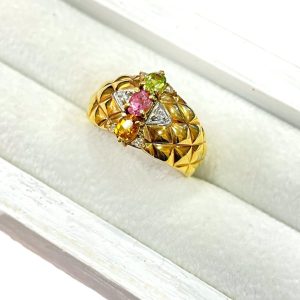 K18 トルマリン メレダイヤ リング