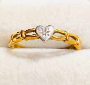 K18 Pt900 メレダイヤモンド リング