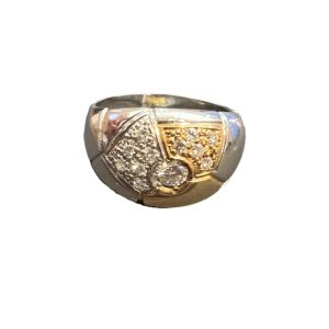 Pt900　K18　メレダイヤ付きコンビリング　