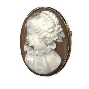 K18　カメオ　ブローチ　