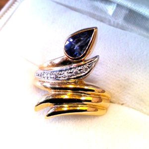 K18/Pt900 サファイアリング