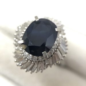 Pt900 プラチナ900 サファイア メレダイヤモンドリング