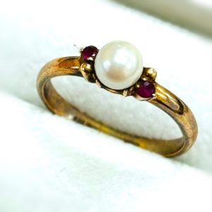 K18 パール ルビー リング