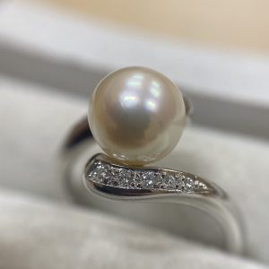 Pt900 パール メレダイヤモンド リング