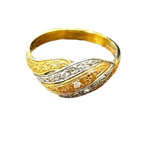 K18/Pt900 メレダイヤ付きコンビリング