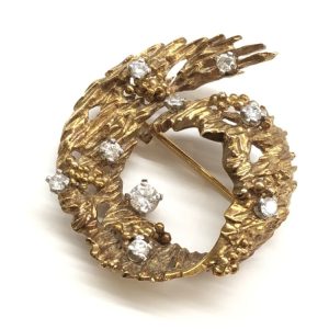 14K ダイヤモンド ブローチ