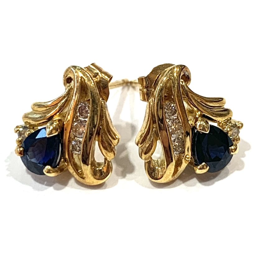 K18 イヤリング ピアス メレダイヤ0.05ct サファイアの買取実績 | 買取 