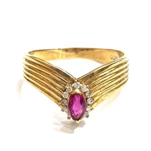 K18 メレダイヤ0.08ct ルビー0.25ct リング