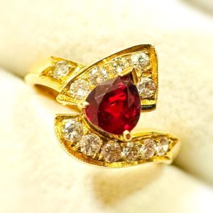 K18 ルビー メレダイヤ リング