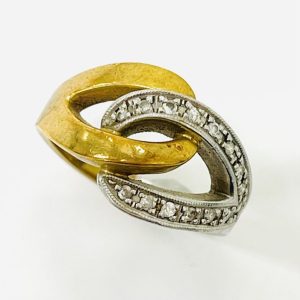 K18Pt900 メレダイヤ0.12ct付きリング