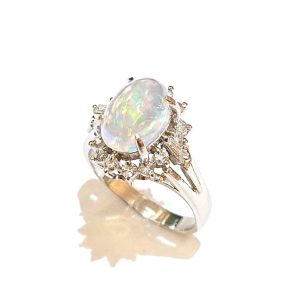 Pt900 オパール メレダイヤ付き リング