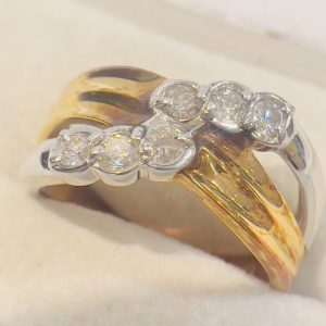 K18 18金 Pt900 プラチナ コンビ ダイヤモンド リング