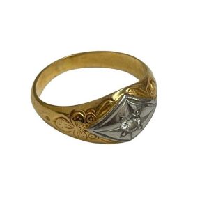 K18/Pt850 石付コンビリング