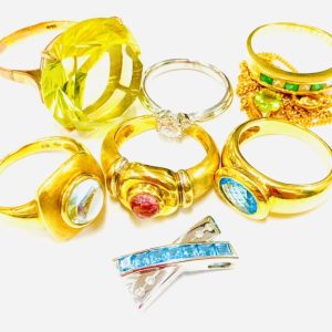 K18 Pt850 ダイヤモンド アクアマリン シトリン エメラルド ジュエリーリング トップおまとめ