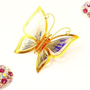 K18 Pt850 コンビ 蝶 ブローチ