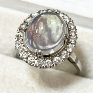 Pt850 メレダイヤモンド・クオーツ付き プラチナリング