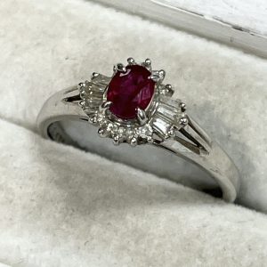 Pt850 ルビー・ダイヤモンド付きプラチナリング