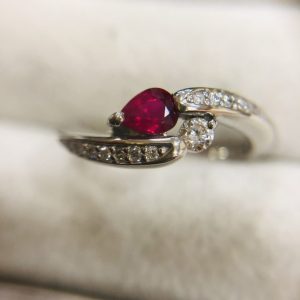 Pt950 ルビー 0.3ct付リング