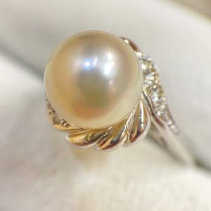 Pt900 パール メレダイヤ リング プラチナ900